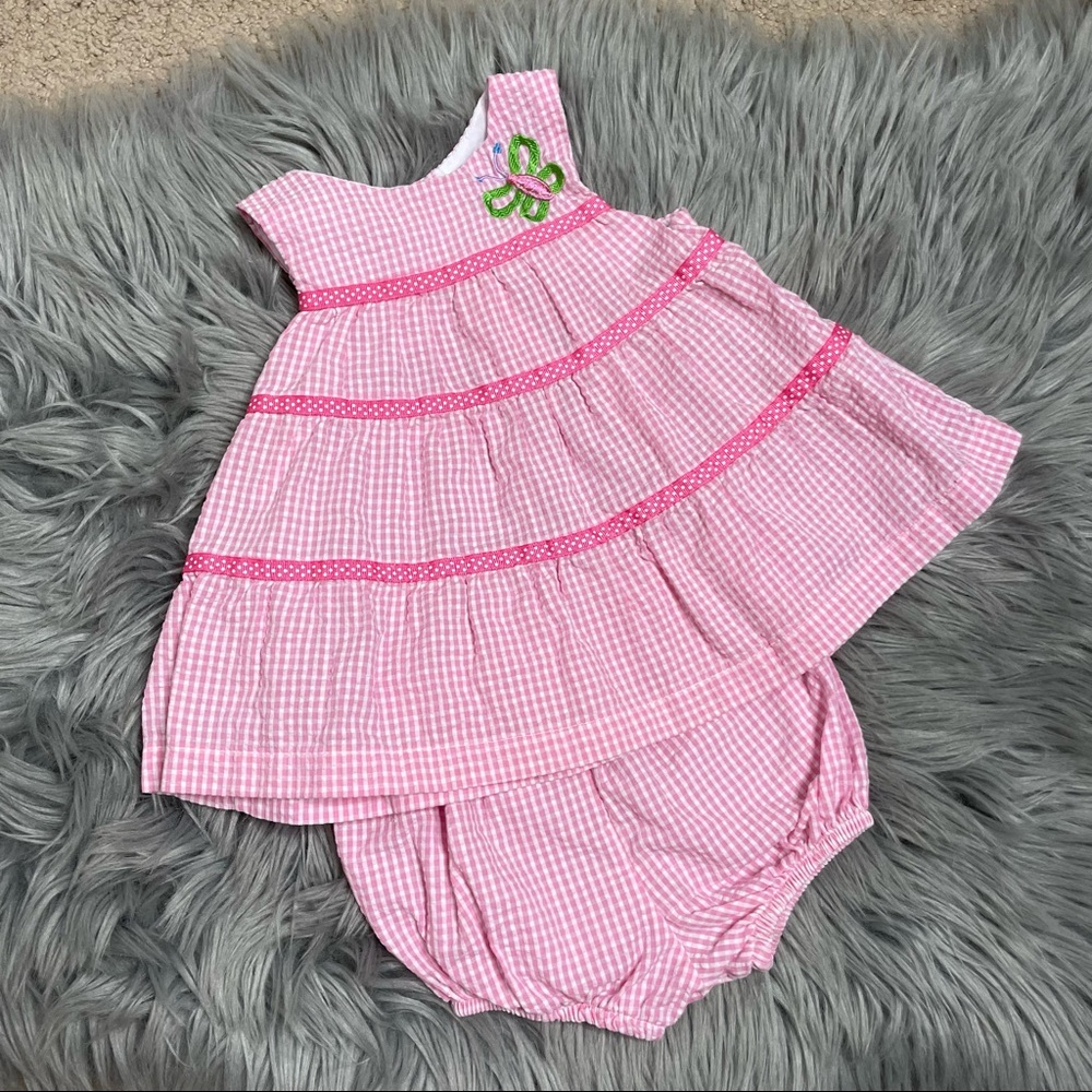 Gingham little bitty baby girl outfit